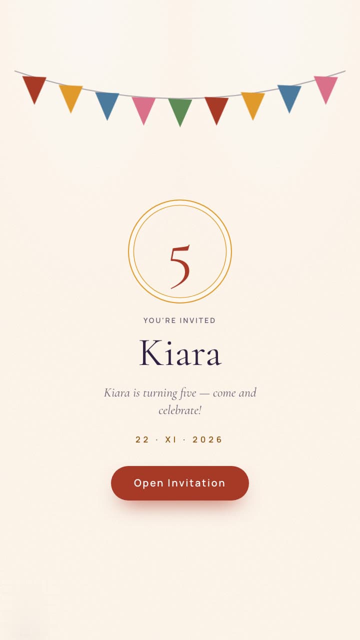 A screen from the Party Invitation demo