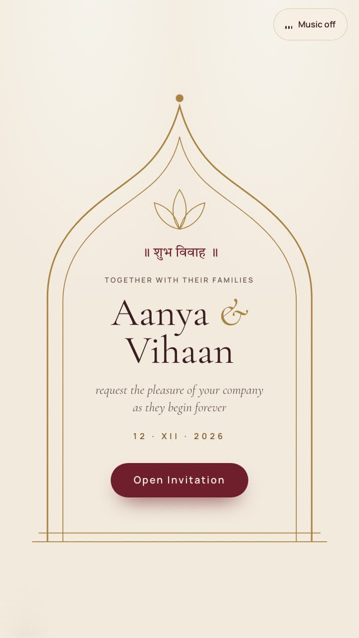 A screen from the Wedding Invitation demo