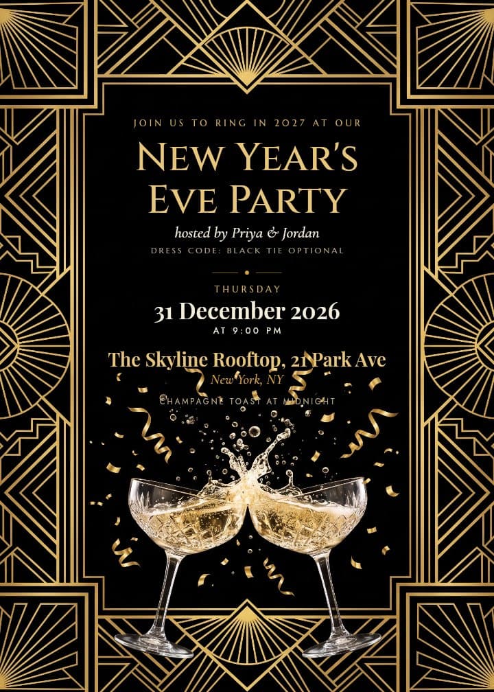 Champagne Toast — art deco invitation card design