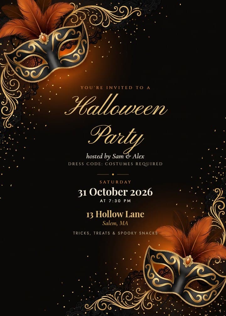 Costume Ball — masquerade invitation card design