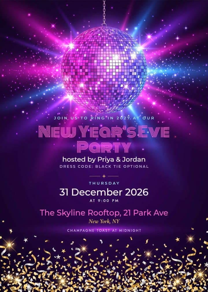 Disco Ball — disco invitation card design