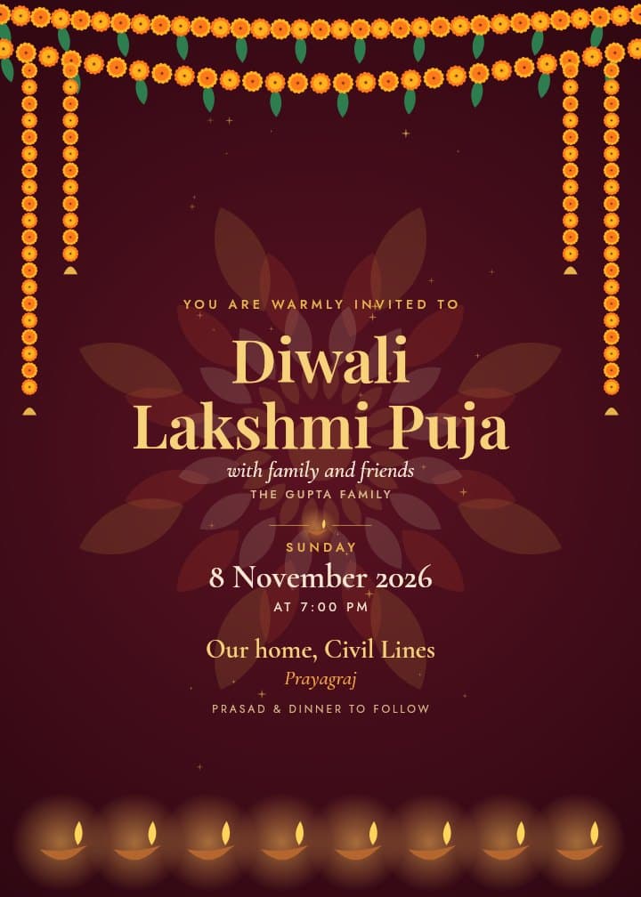 Diya Glow — diwali invitation card design