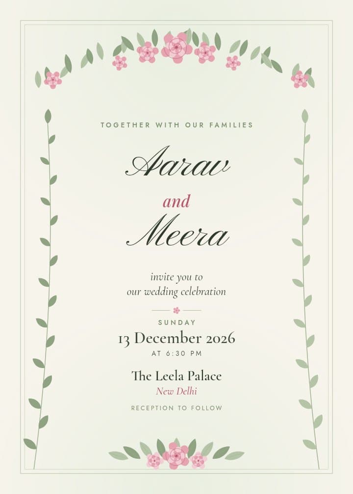 Garden Romance — botanical invitation card design