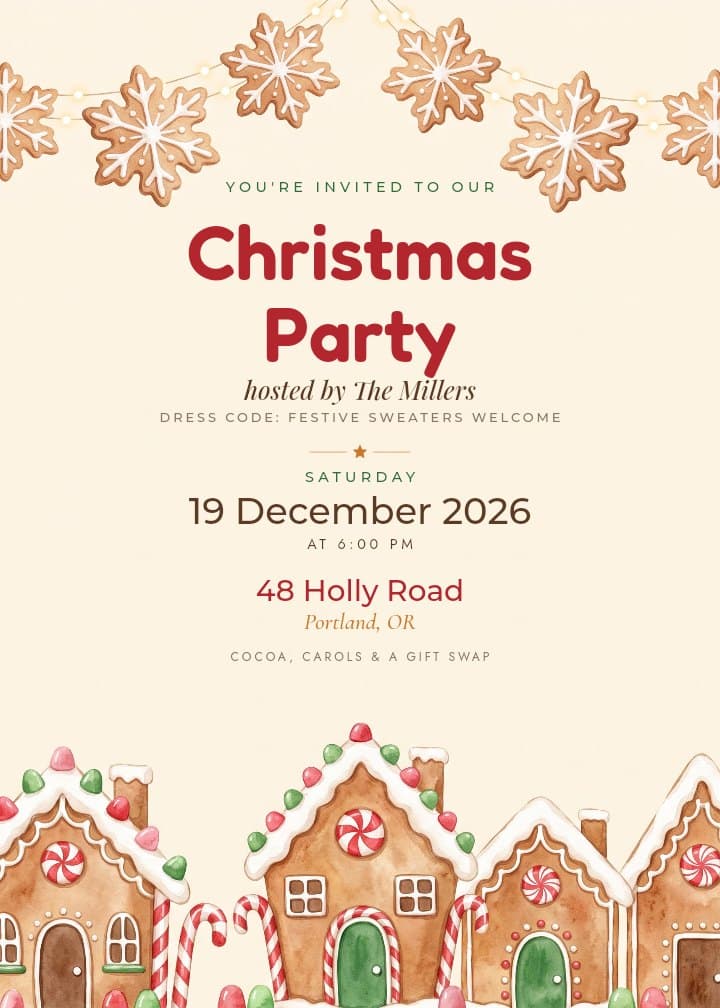 Gingerbread Lane — kids invitation card design
