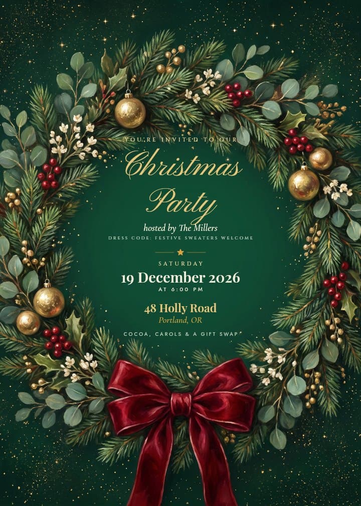 Golden Wreath — elegant invitation card design