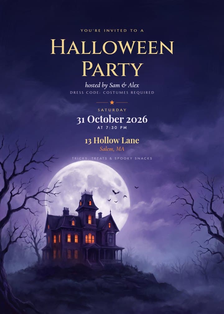 Haunted Manor — elegant invitation card design