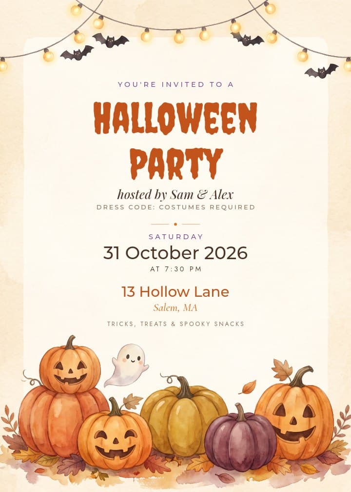 Pumpkin Patch — kids invitation card design