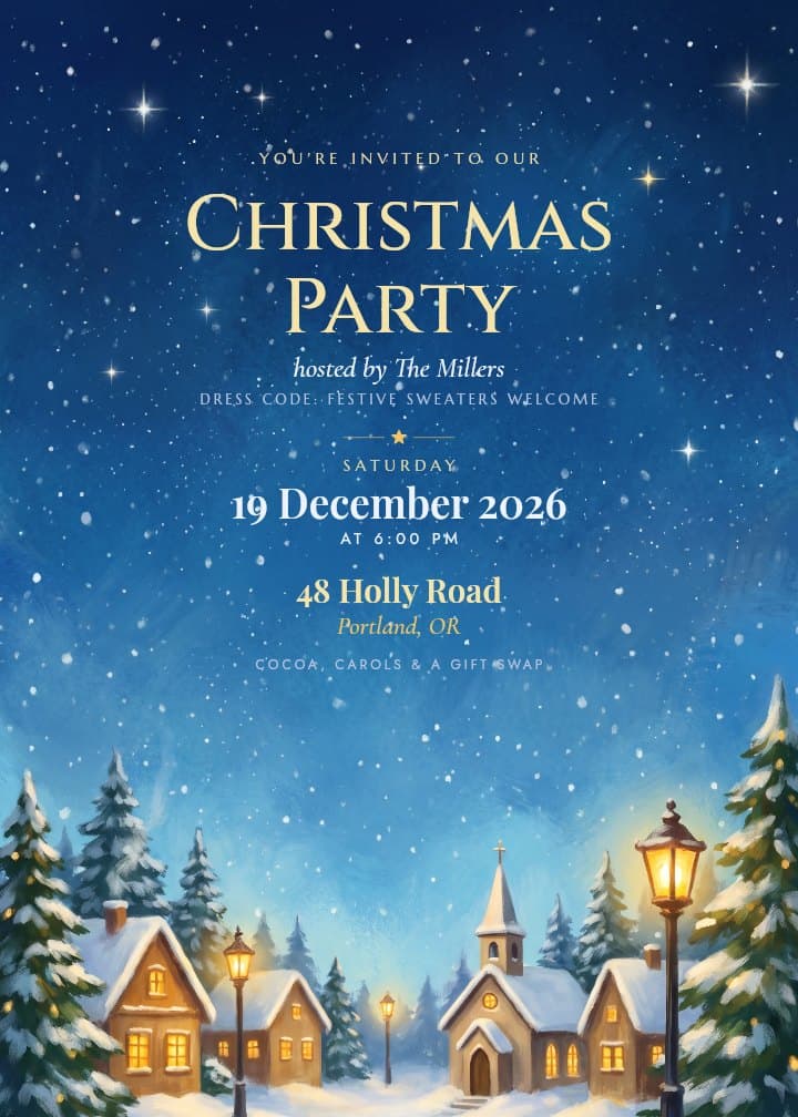 Snowy Night — snow invitation card design