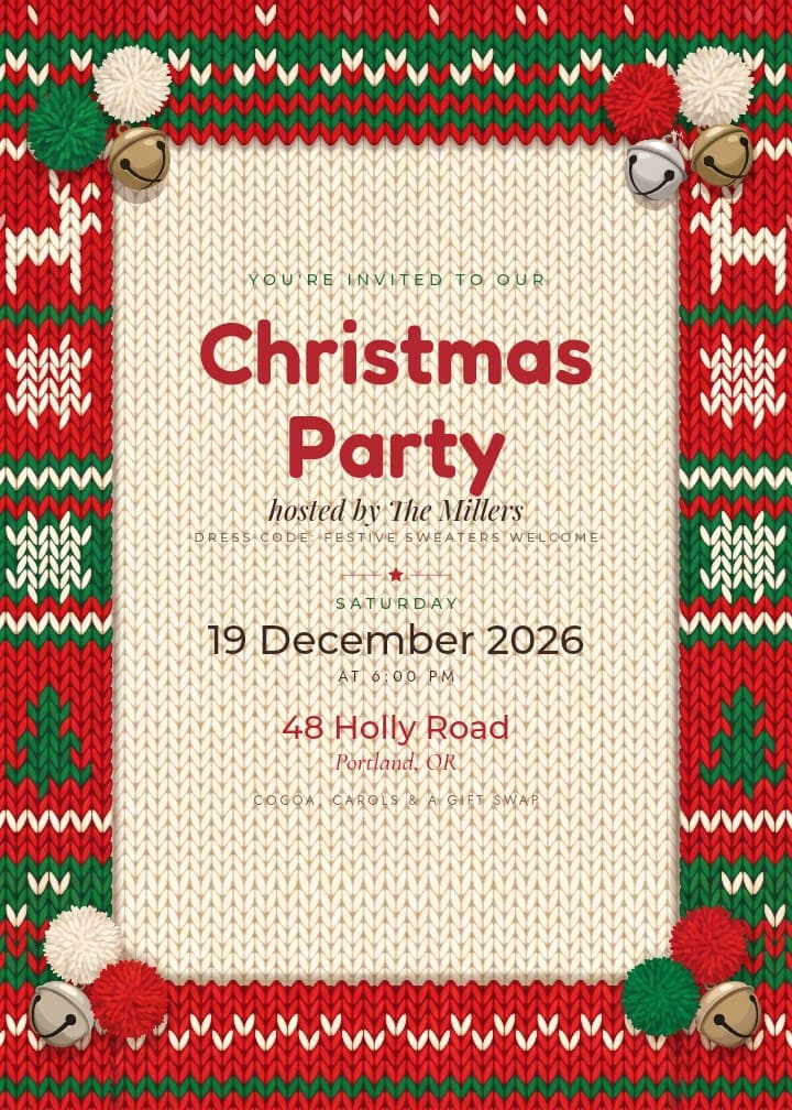 Ugly Sweater Party — ugly sweater invitation card design